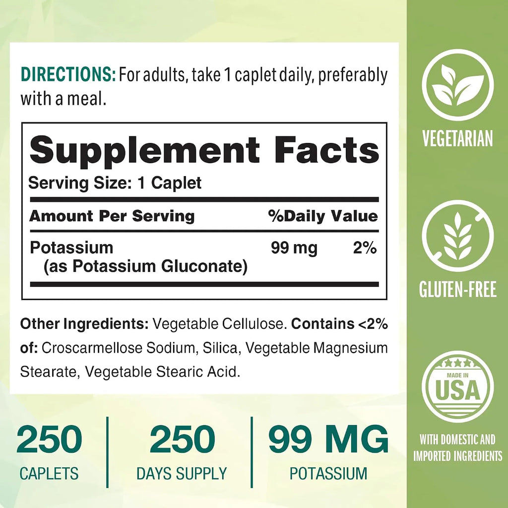 Vitamin World Potassium 99mg 250 Capsulas