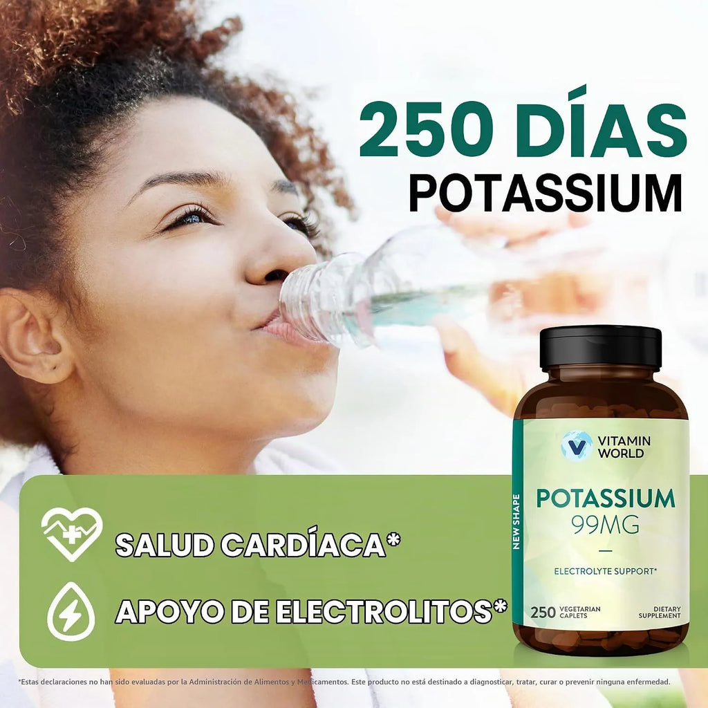 Vitamin World Potassium 99mg 250 Capsulas
