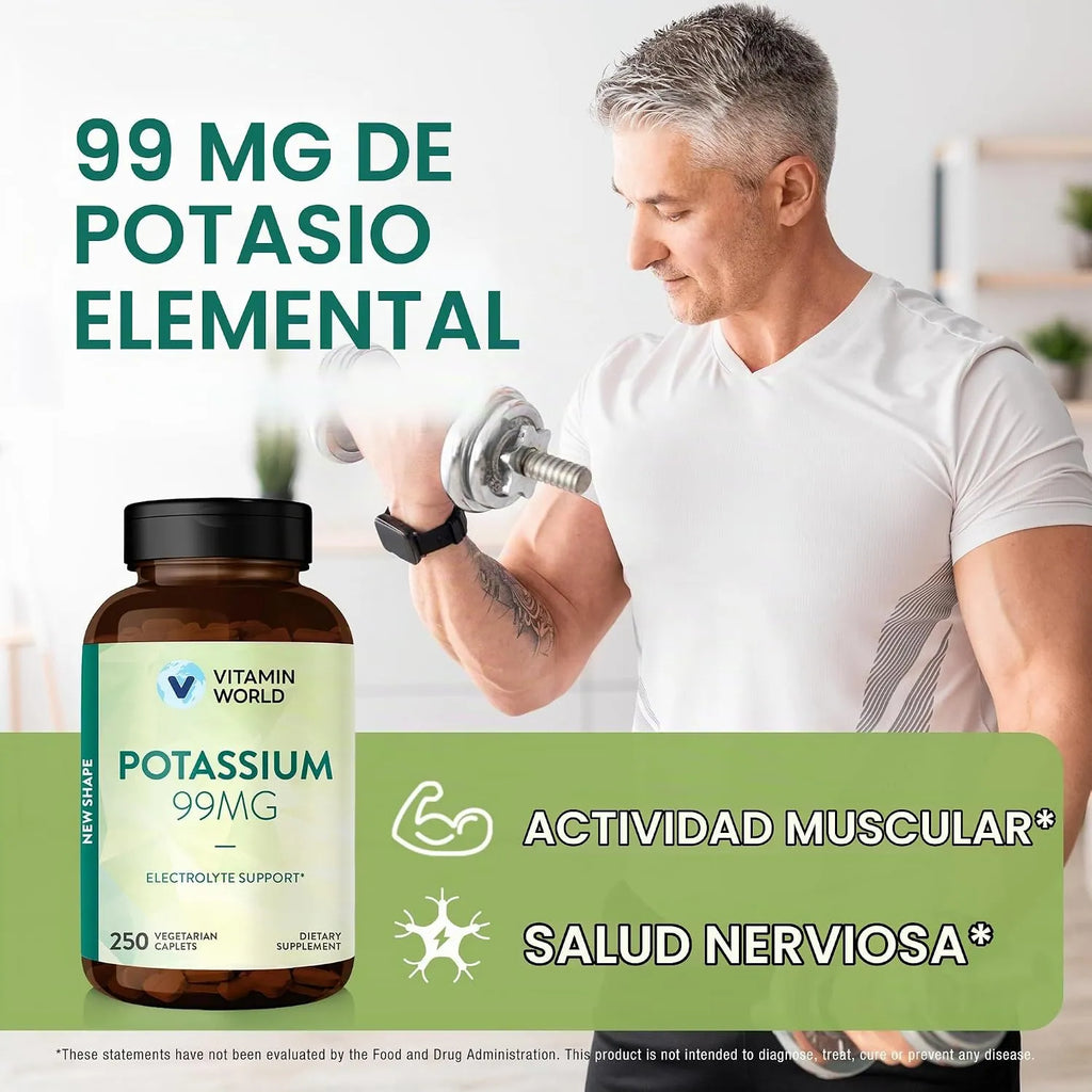 Vitamin World Potassium 99mg 250 Capsulas