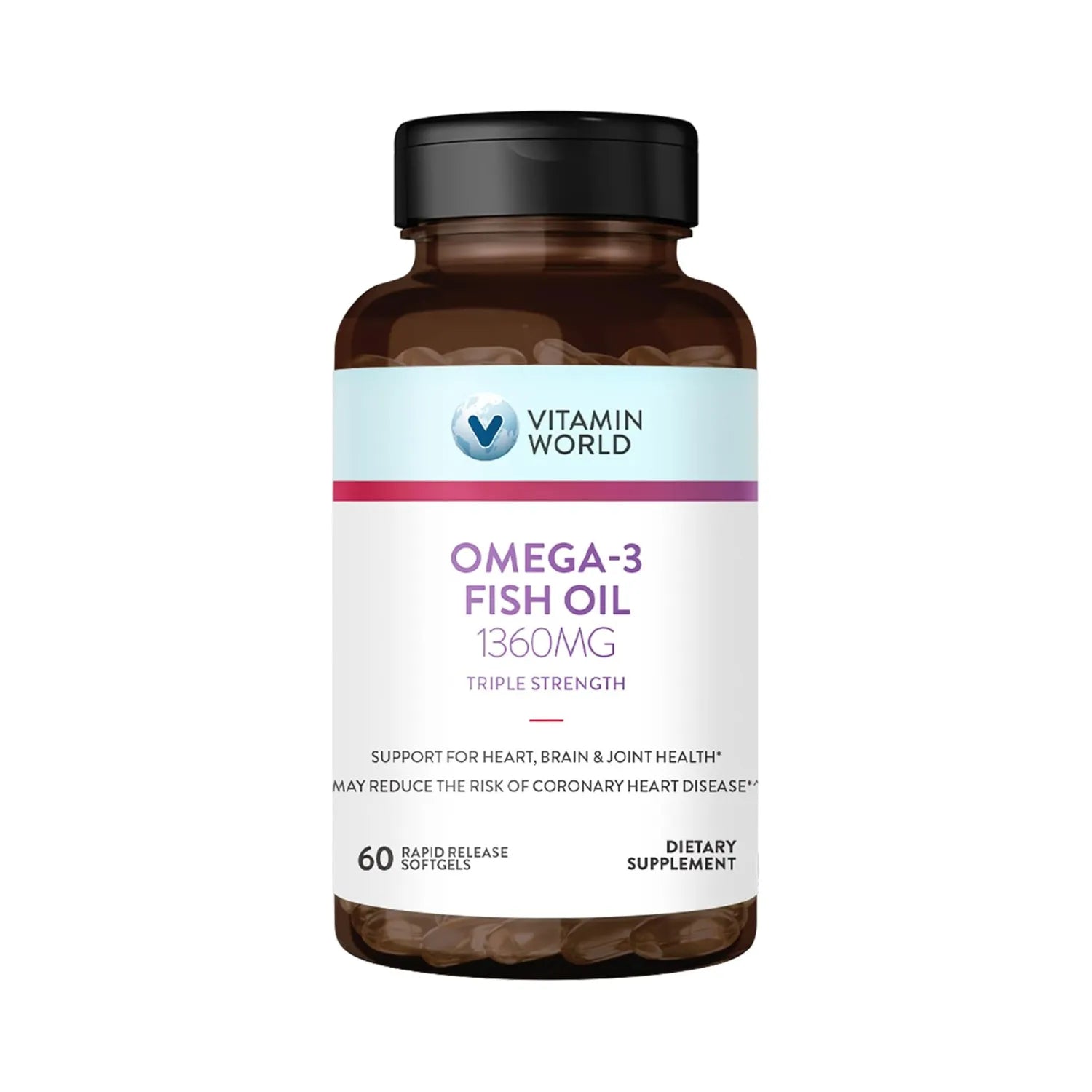 Vitamin World Triple Strength Omega-3 Fish Oil 1360mg Con 60 Capsulas