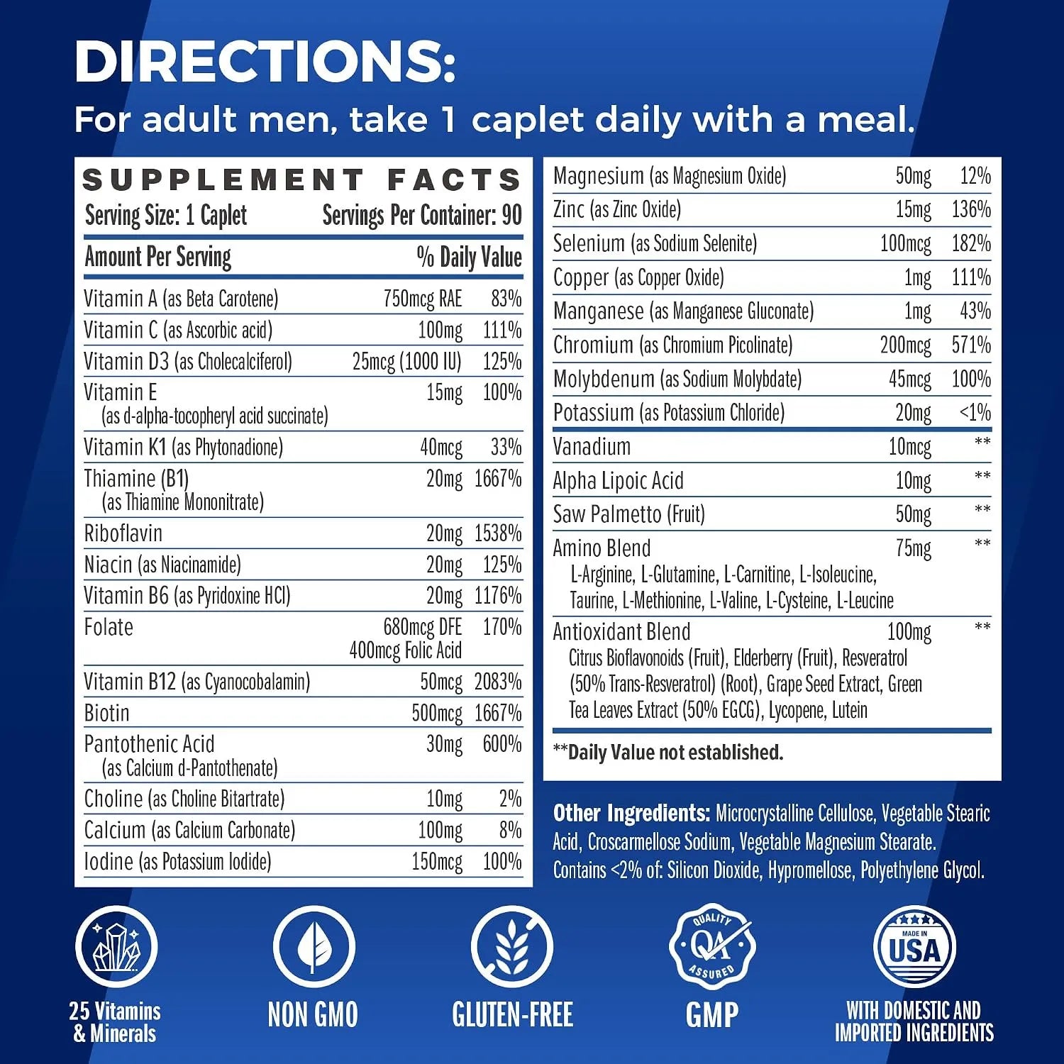 Vitamina World Ultra 360 Multivitamínico Para Hombres One Daily Apoyo Antioxidante Con 90 Capsulas