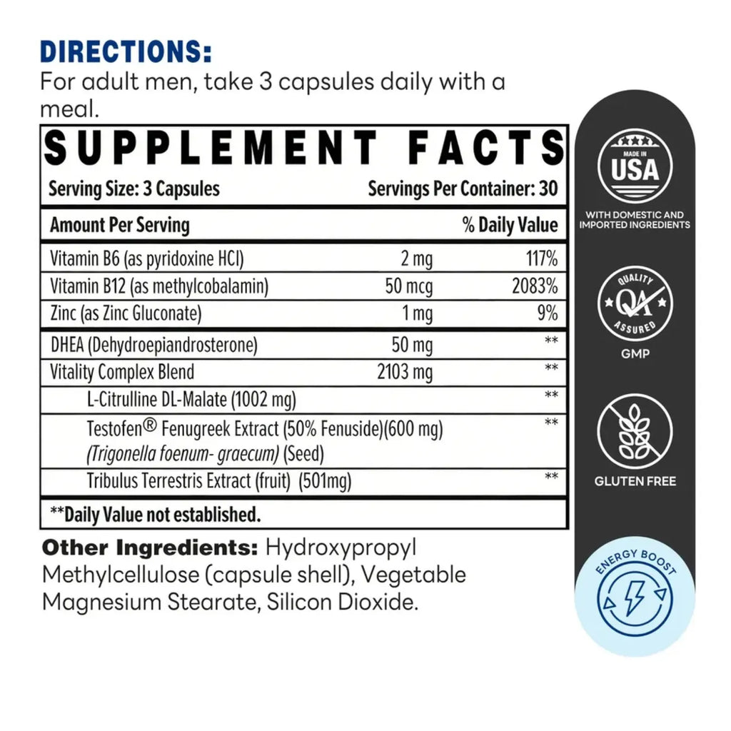 Vitamin World Testosterone Support Con 90 Capsulas
