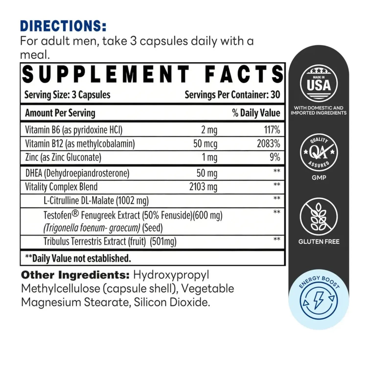 Vitamin World Testosterone Support Con 90 Capsulas