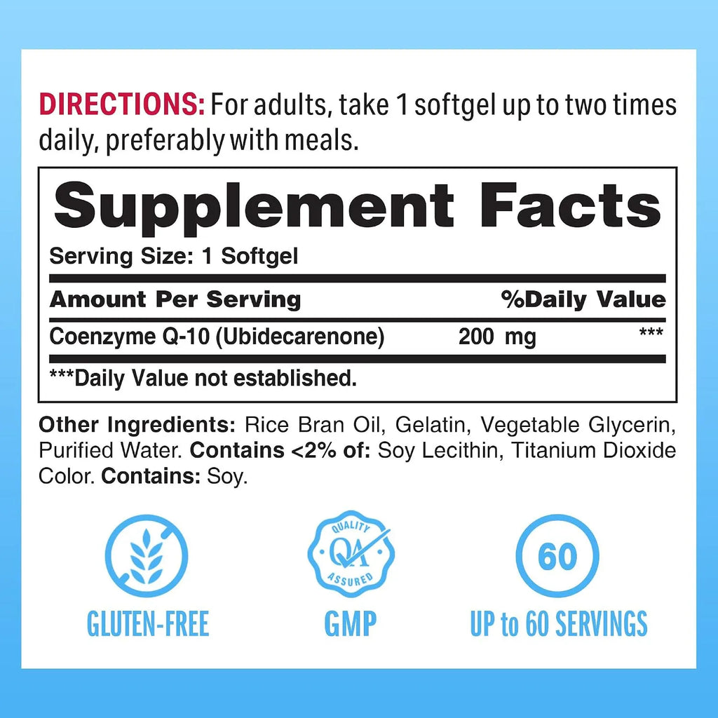 Vitamin World CoQ10  Con 60 Capsulas Blandas de 200mg