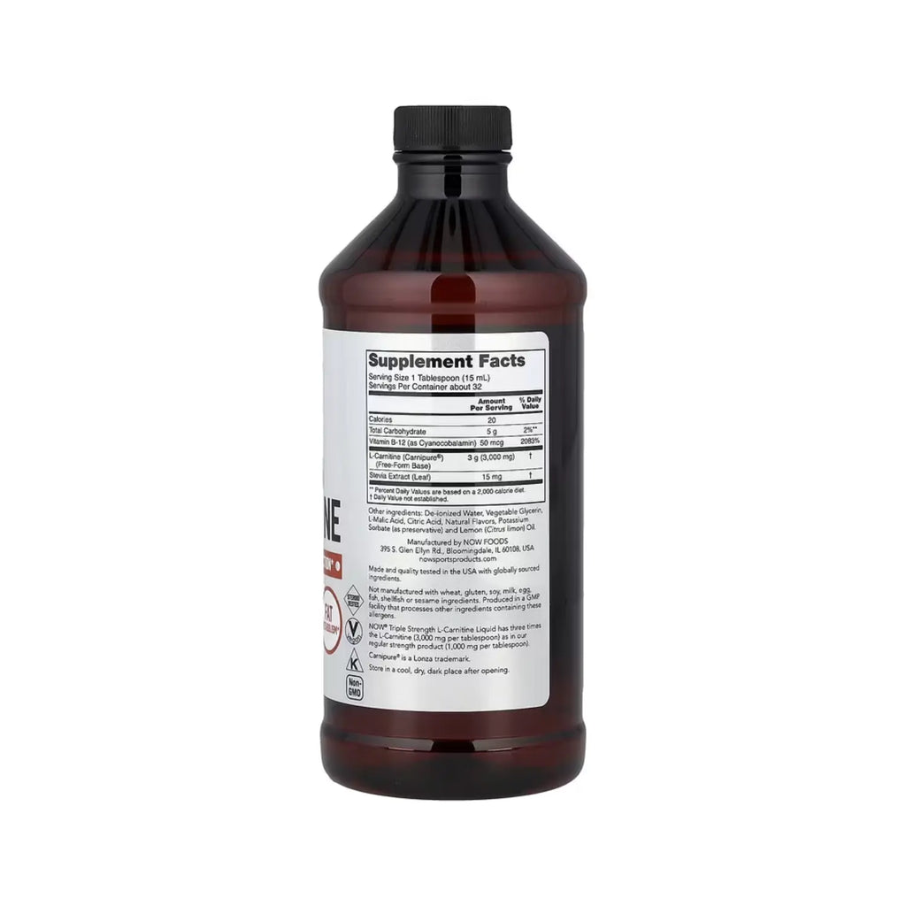 NOW FOODS L-CARNITINA 3000MG TRIPLE FUERZA SABOR CITRICO SFN