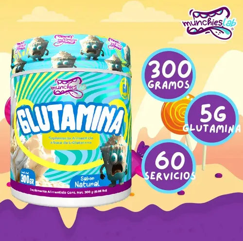 2 Pack Munchies Lab Creatina Monohidratada + L-Glutamina | 300 g c/u | Fuerza y Recuperación Muscular | Rendimiento Deportivo | Suplemento Alimenticio