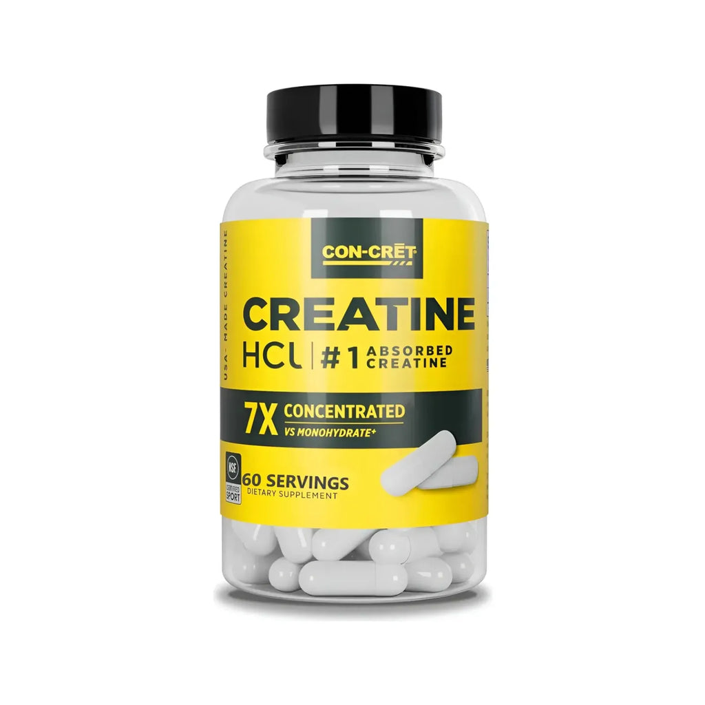 CON-CRĒT Creatine HCl | Creatina Concentrada en Cápsulas | 60 Cápsulas | 750 mg por Cápsula