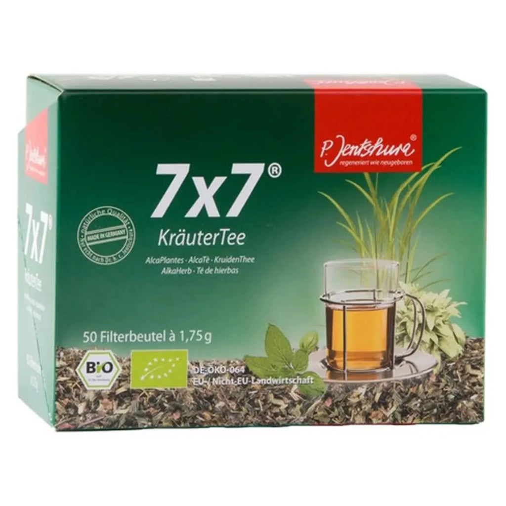 P. JENTSCHURA | 7x7 Té de 49 Hierbas Orgánicas Sin Cafeína | 50 Sobres de 1.75 g | Bienestar Digestivo e Hidratación Natural