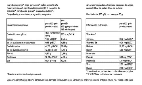 Jentschura MorgenStund | Papilla vegana de mijo y trigo sarraceno | 500 g | Orgánica | Sin gluten | Sin lactosa