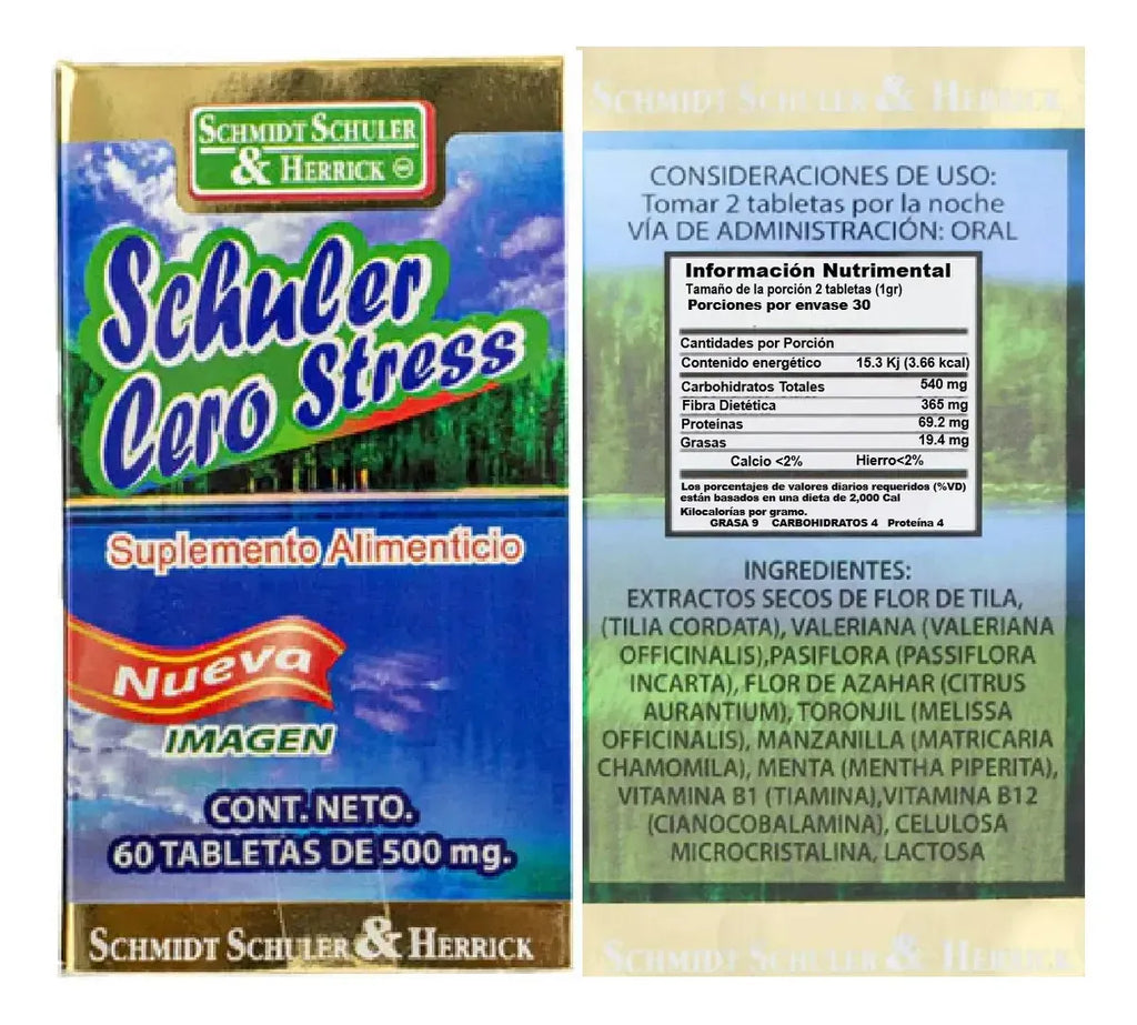 SCHULER CERO STRESS TILA, VALERIANA, PASIFLORA 60 TAB