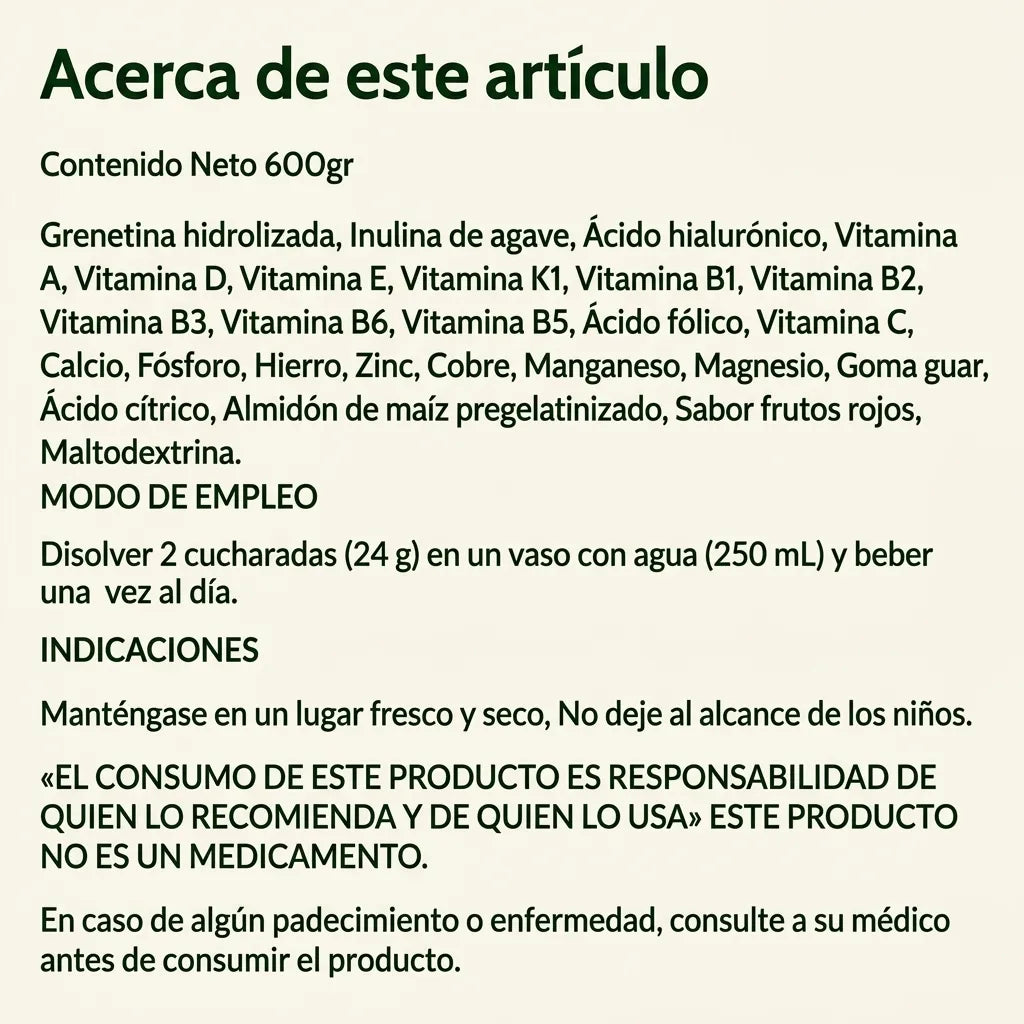 Grenetina Hidrolizada 600 g Sabor Frutos Rojos Schuler | Colágeno y Biotina | Cuidado de articulaciones, piel y cabello | Fórmula adicionada con ácido hialurónico | Suplemento alimenticio