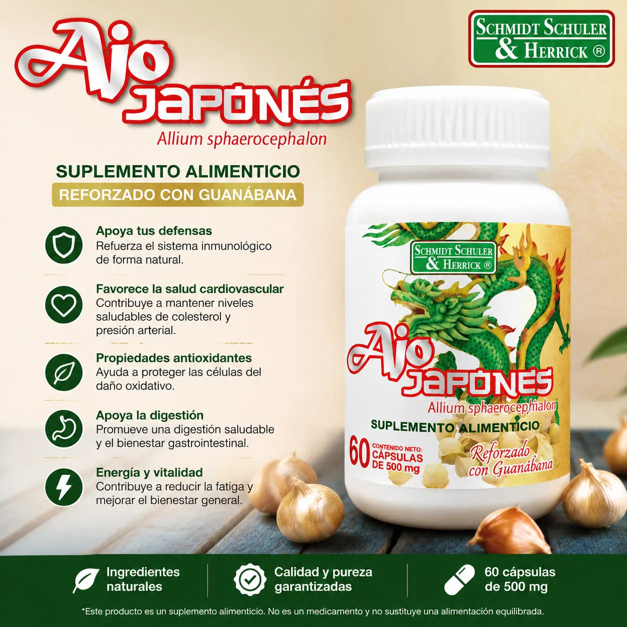 SCHULER AJO JAPONES CON GUANÁBANA 60 CAPS