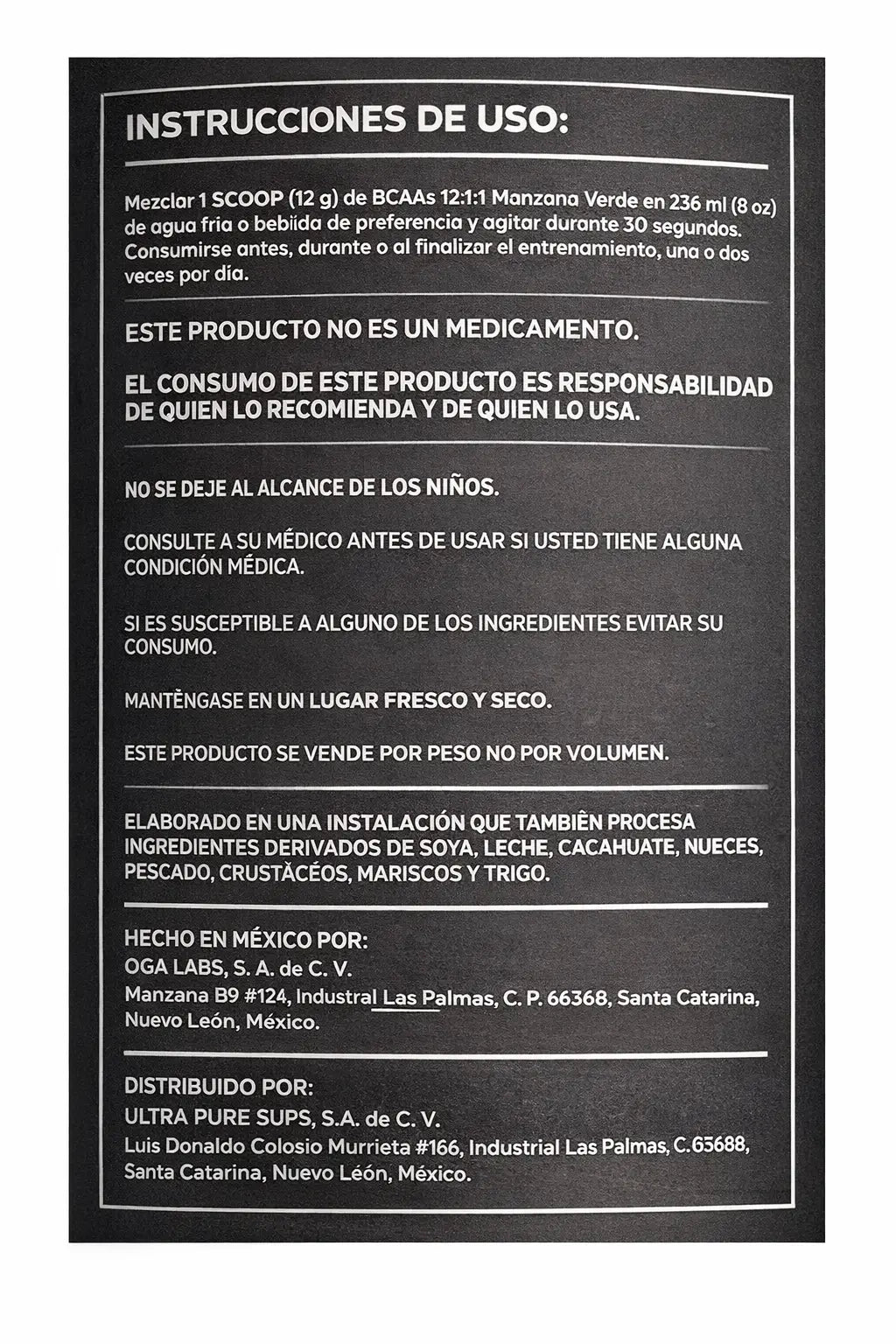 Ultra Pure Supps Bcaa 12:1:1 Electrolitos 450 G 38 Servs Sfn MANGO CHILE