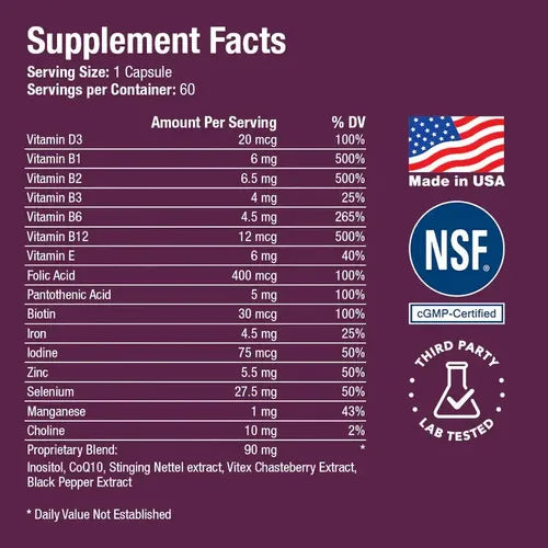 Vision Nutraceuticals Fertilova for Women | 60 Cápsulas | Bienestar Reproductivo Femenino | Equilibrio Hormonal y Apoyo Nutricional | Suplemento Alimenticio