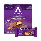 Atkins Endulge Caramel Nut Chew | Barras de Chocolate con Caramelo y Cacahuate | 5 Piezas de 34 g