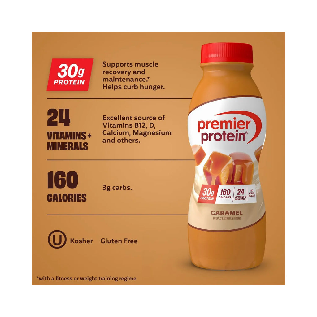 Premier protein shake 30g de proteína 12 pzs de 11.5oz sfn Caramelo