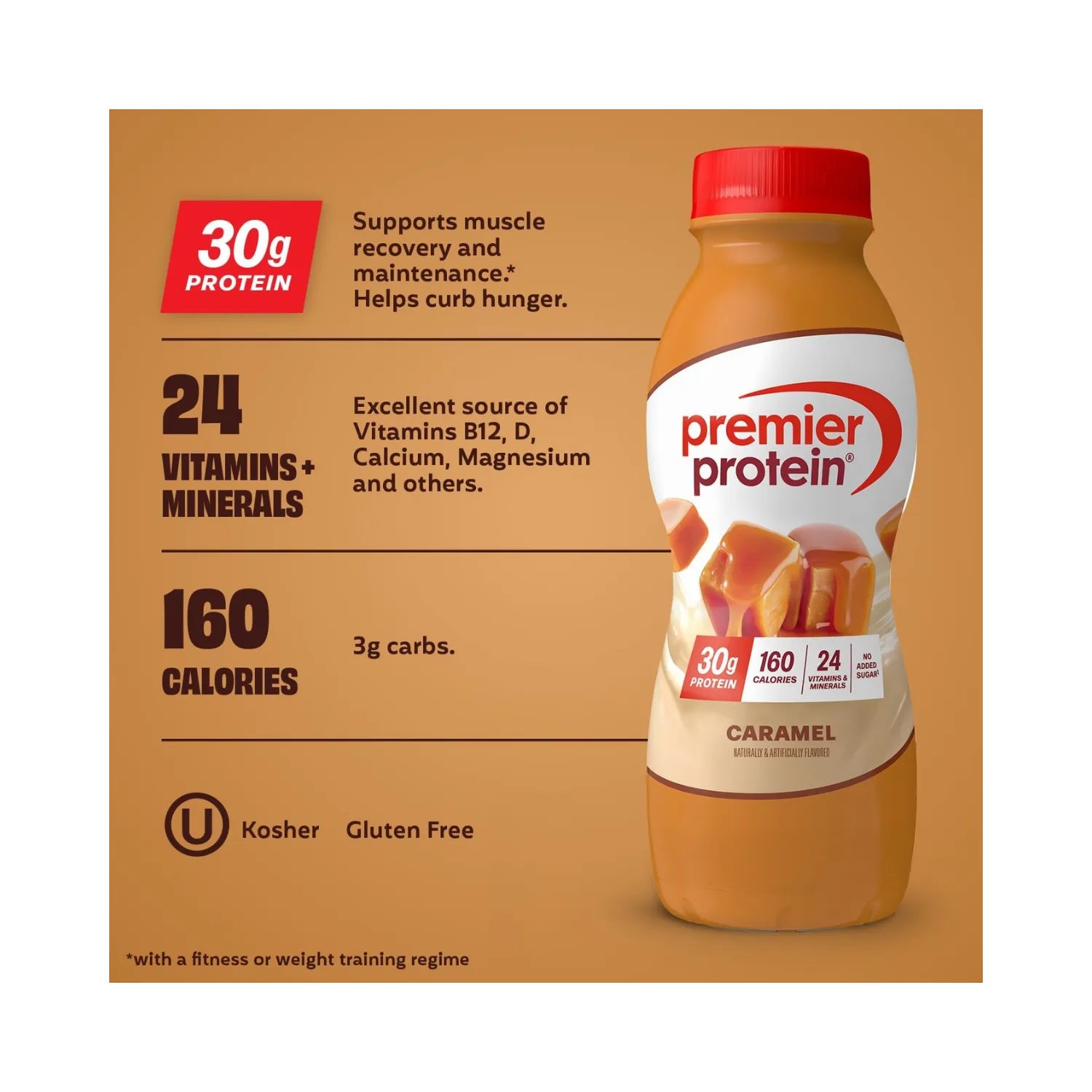 Premier protein shake 30g de proteína 12 pzs de 11.5oz sfn Caramelo