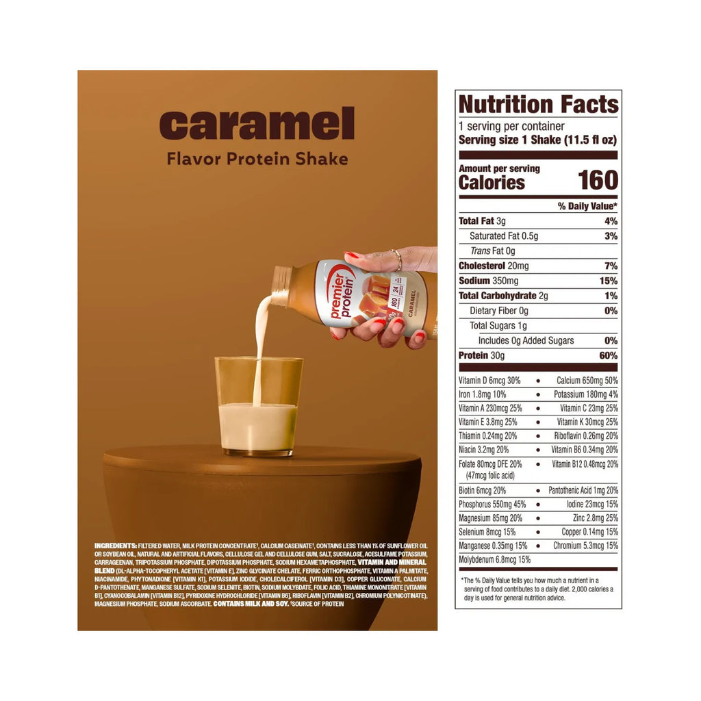 Premier protein shake 30g de proteína 12 pzs de 11.5oz sfn Caramelo