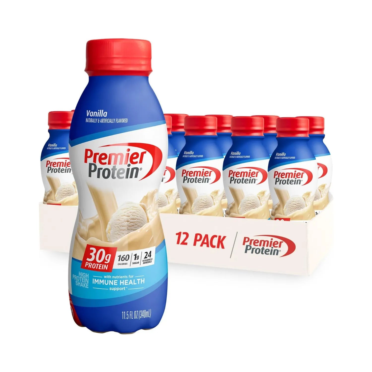 Premier protein shake 30g de proteína 12 pzs de 11.5oz sfn Vainilla