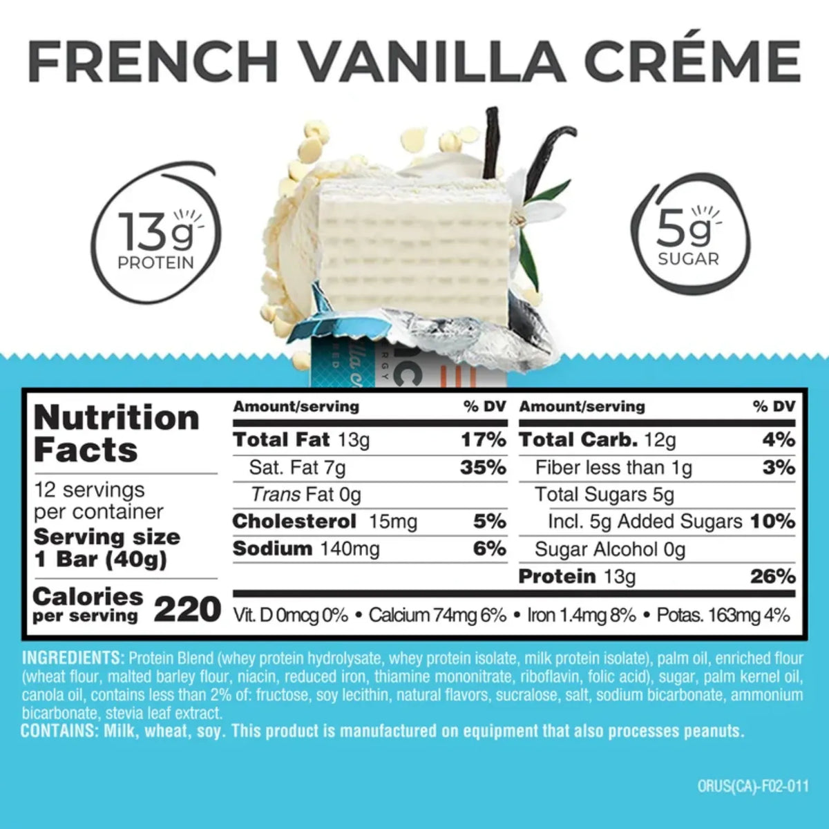 Power Crunch Protein Energy Bar | Barras de Proteína de 40 g | 12 Piezas | Sabor French Vanilla Creme