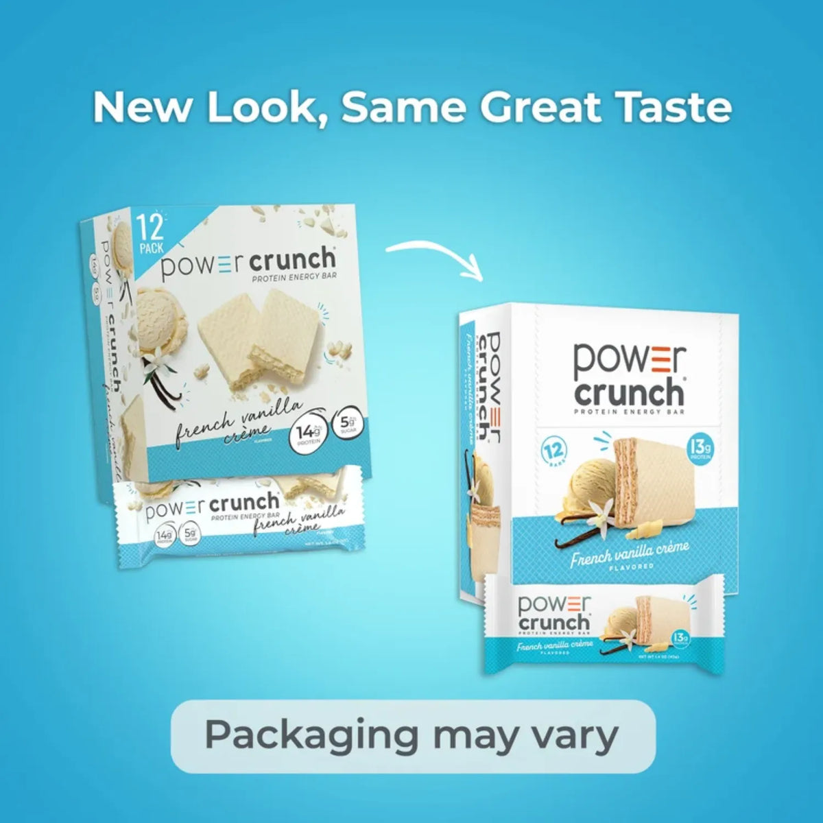 Power Crunch Protein Energy Bar | Barras de Proteína de 40 g | 12 Piezas | Sabor French Vanilla Creme