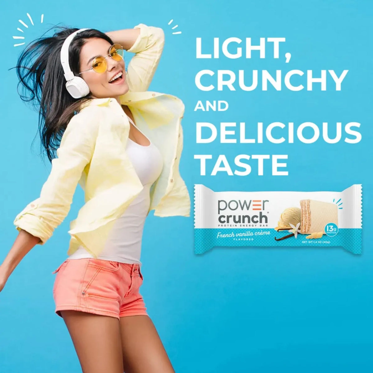 Power Crunch Protein Energy Bar | Barras de Proteína de 40 g | 12 Piezas | Sabor French Vanilla Creme