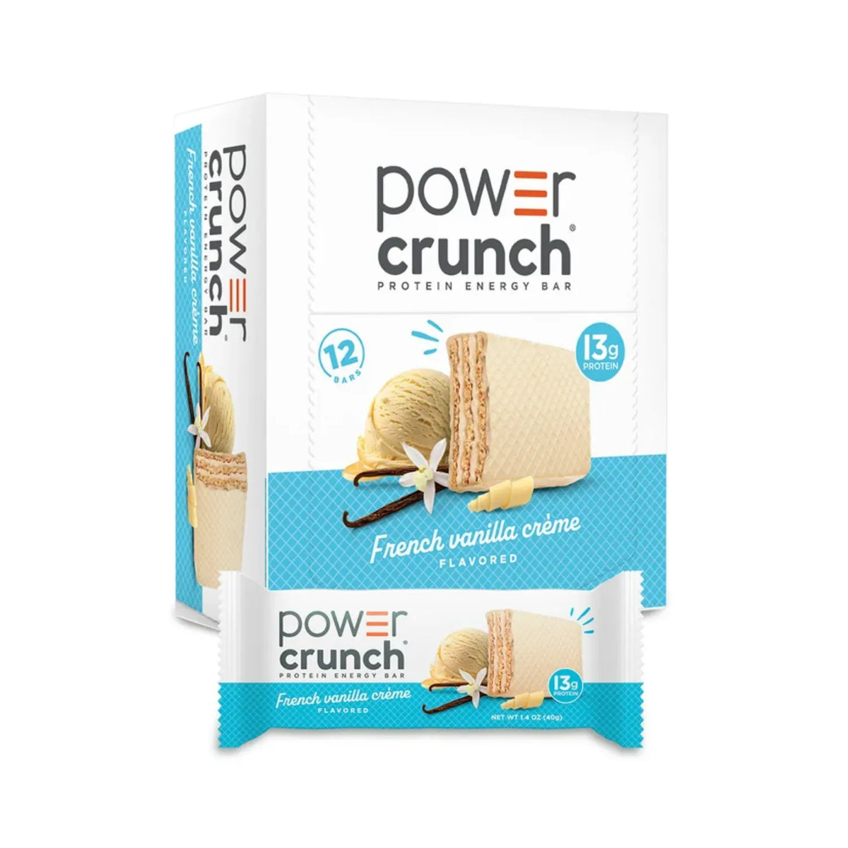 Power Crunch Protein Energy Bar | Barras de Proteína de 40 g | 12 Piezas | Sabor French Vanilla Creme