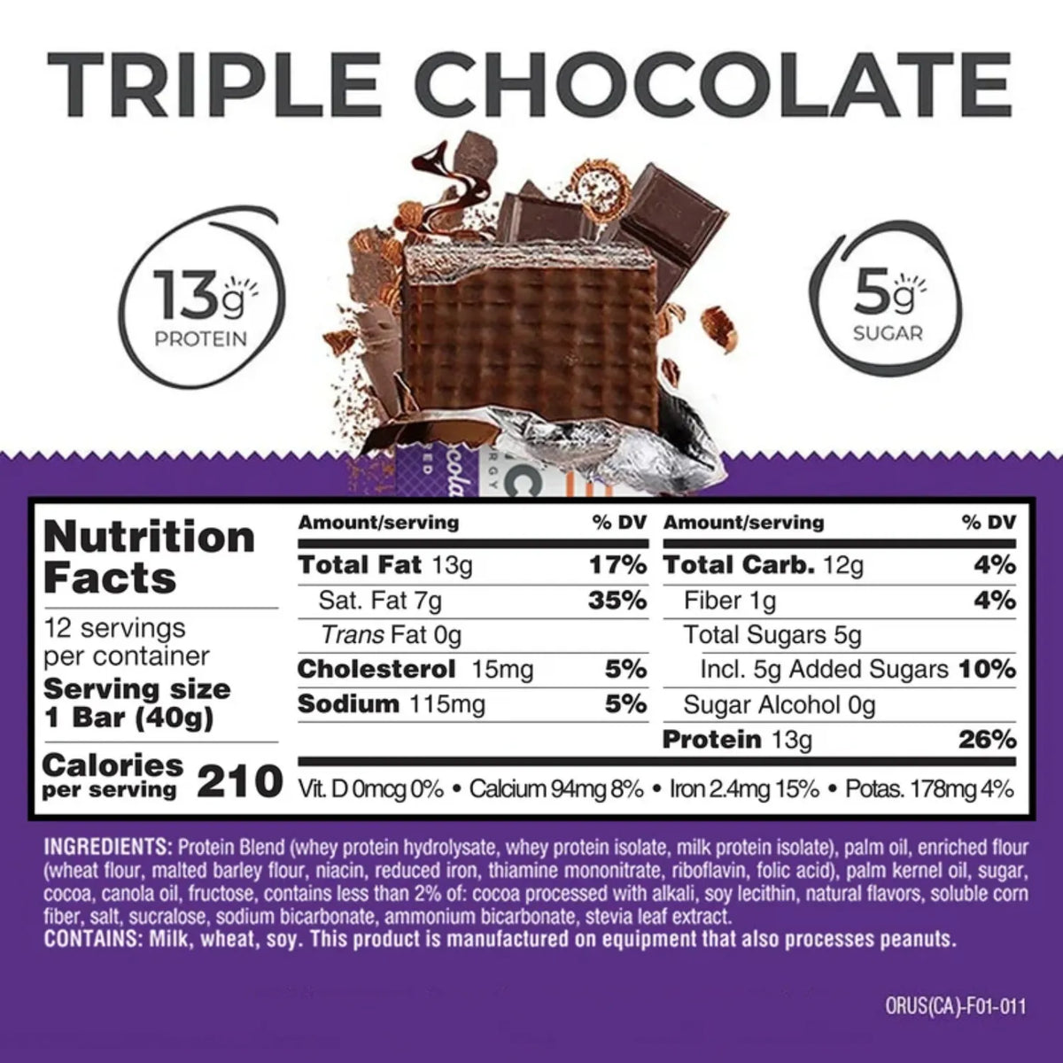 Power Crunch Protein Energy Bar | Barras de Proteína de 40 g | 12 Piezas | Sabor Triple Chocolate