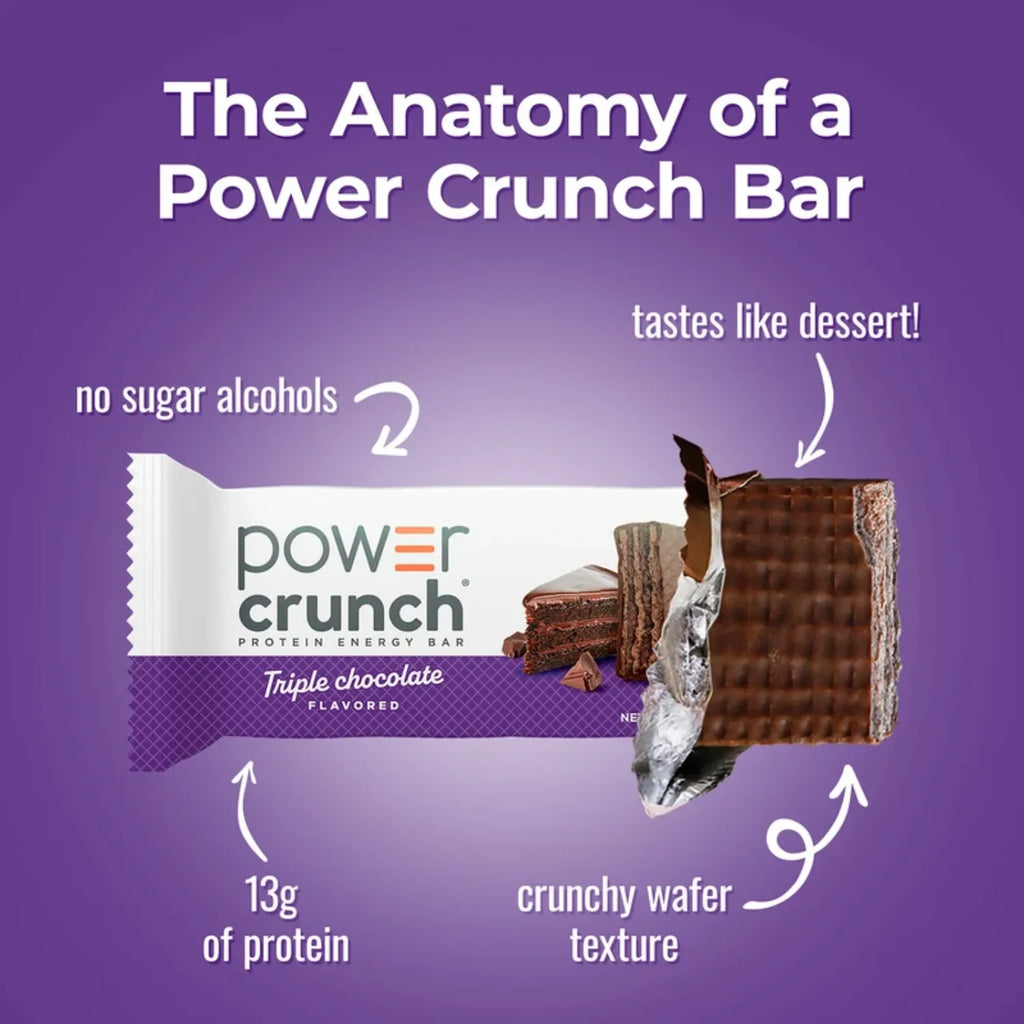 Power Crunch Protein Energy Bar | Barras de Proteína de 40 g | 12 Piezas | Sabor Triple Chocolate