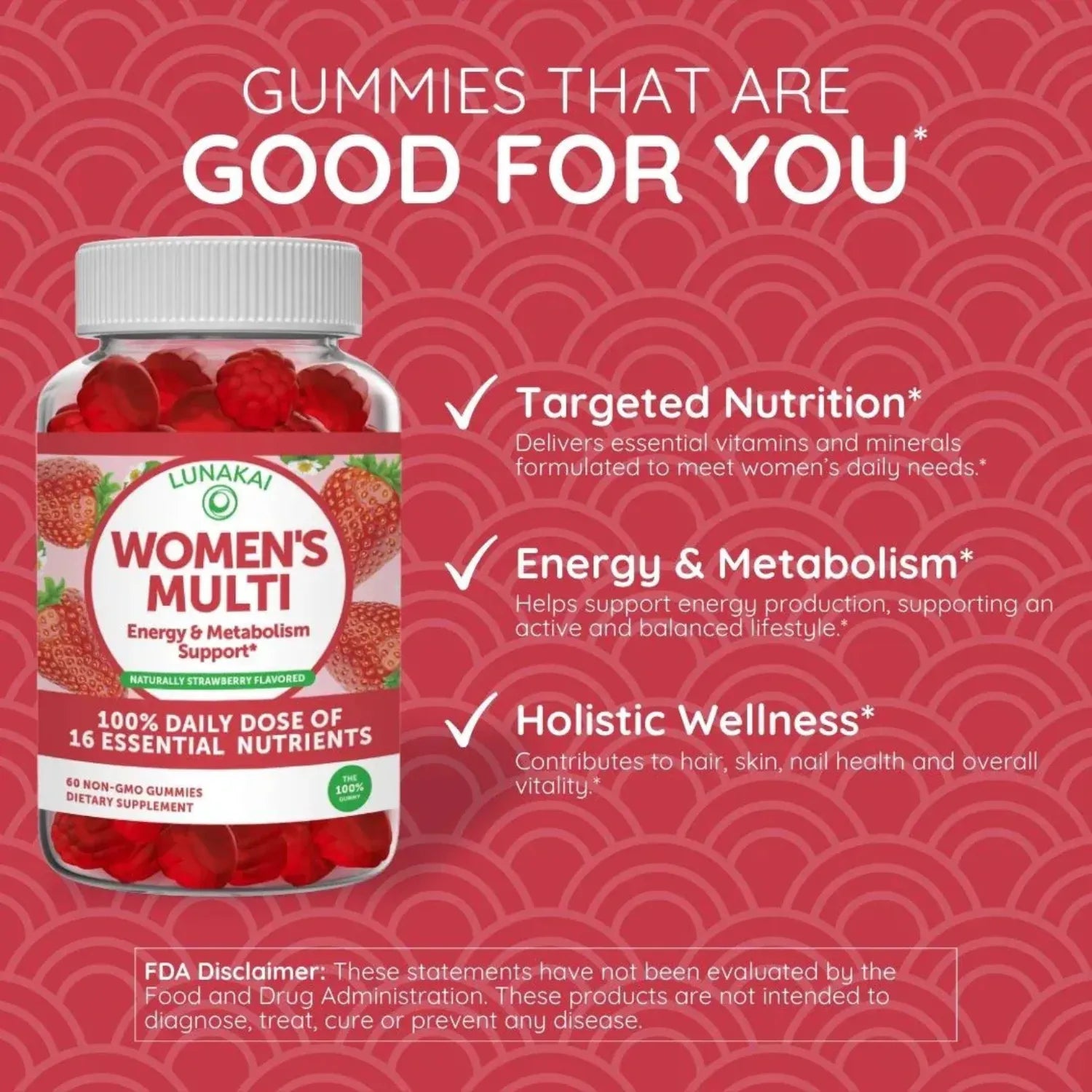 Lunakai Women's Multivitamin Gummy 60 gomitas sfn berry