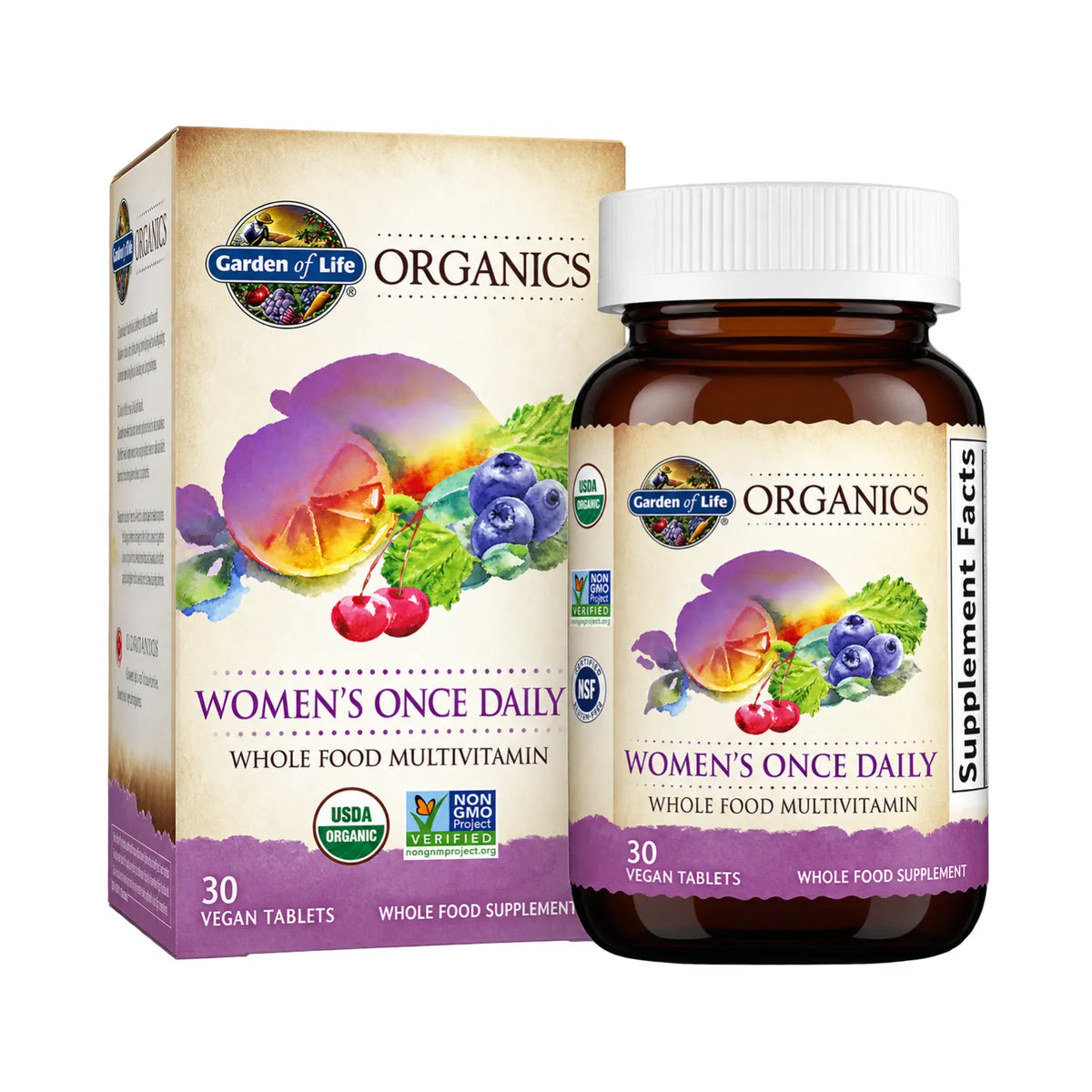 Garden of Life Organics Multivitamínico para Mujer 30 Tabletas | Fórmula de alimentos integrales | Vitaminas y minerales para energía y bienestar | 1 tableta al día | Suplemento alimenticio