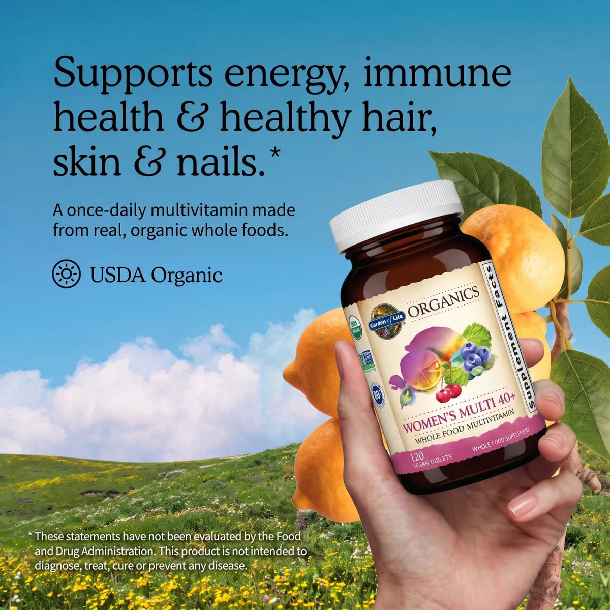 Garden of Life Organics Multivitamínico para Mujer 120 Tabletas | Fórmula de alimentos integrales | Vitaminas y minerales para energía y bienestar | 2 tabletas al día | Suplemento alimenticio