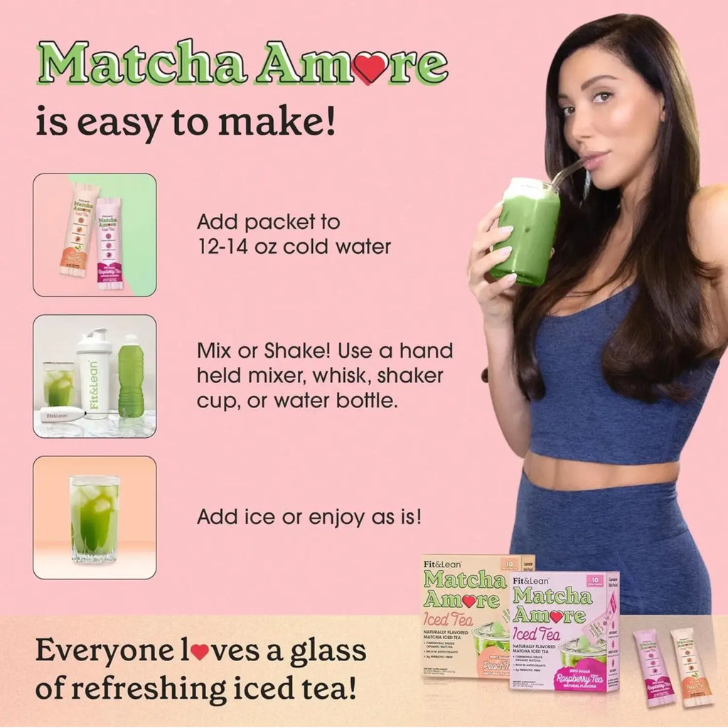 Fit & Lean Matcha Amore Stick Pack 10ct Raspberry