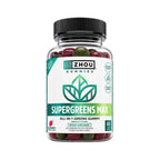 ZHOU Supergreens Max Sabor Frambuesa 60 Gomitas | Vitaminas B6, B12, C y D2 | Con Superalimentos, Prebióticos y Probióticos | Sin Azúcar Añadida | Vegano | Suplemento alimenticio
