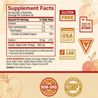 ZHOU Nutrition Vinagre de Sidra de Manzana 60 Gomitas | 500 mg de Vinagre de Sidra de Manzana por Porción | Orgánico, Vegano y Sin Gluten | Suplemento alimenticio