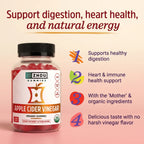 ZHOU Nutrition Vinagre de Sidra de Manzana 60 Gomitas | 500 mg de Vinagre de Sidra de Manzana por Porción | Orgánico, Vegano y Sin Gluten | Suplemento alimenticio