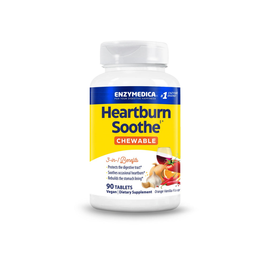 Enzymedica Heartburn Soothe 90 Tabletas Masticables Vainilla Naranja
