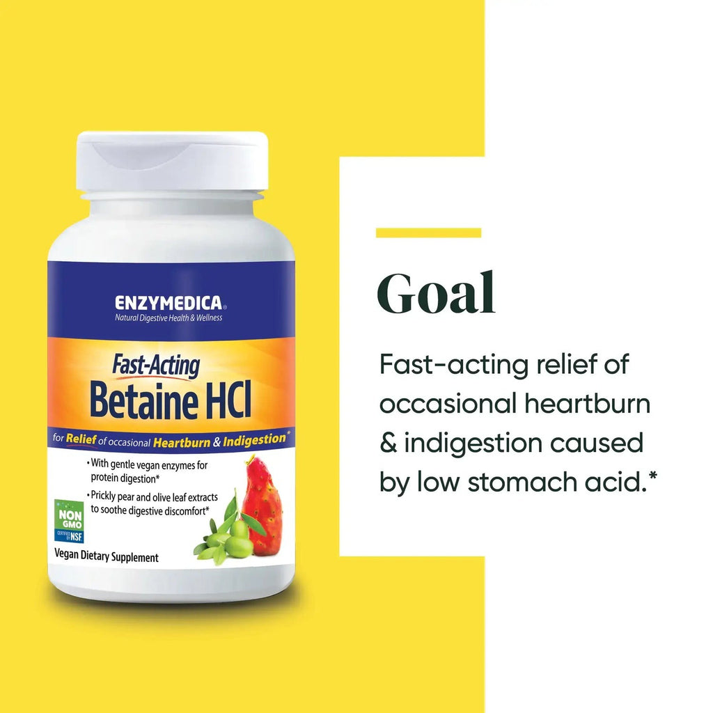 Enzymedica Betaína HCl 60 Cápsulas Vegetales