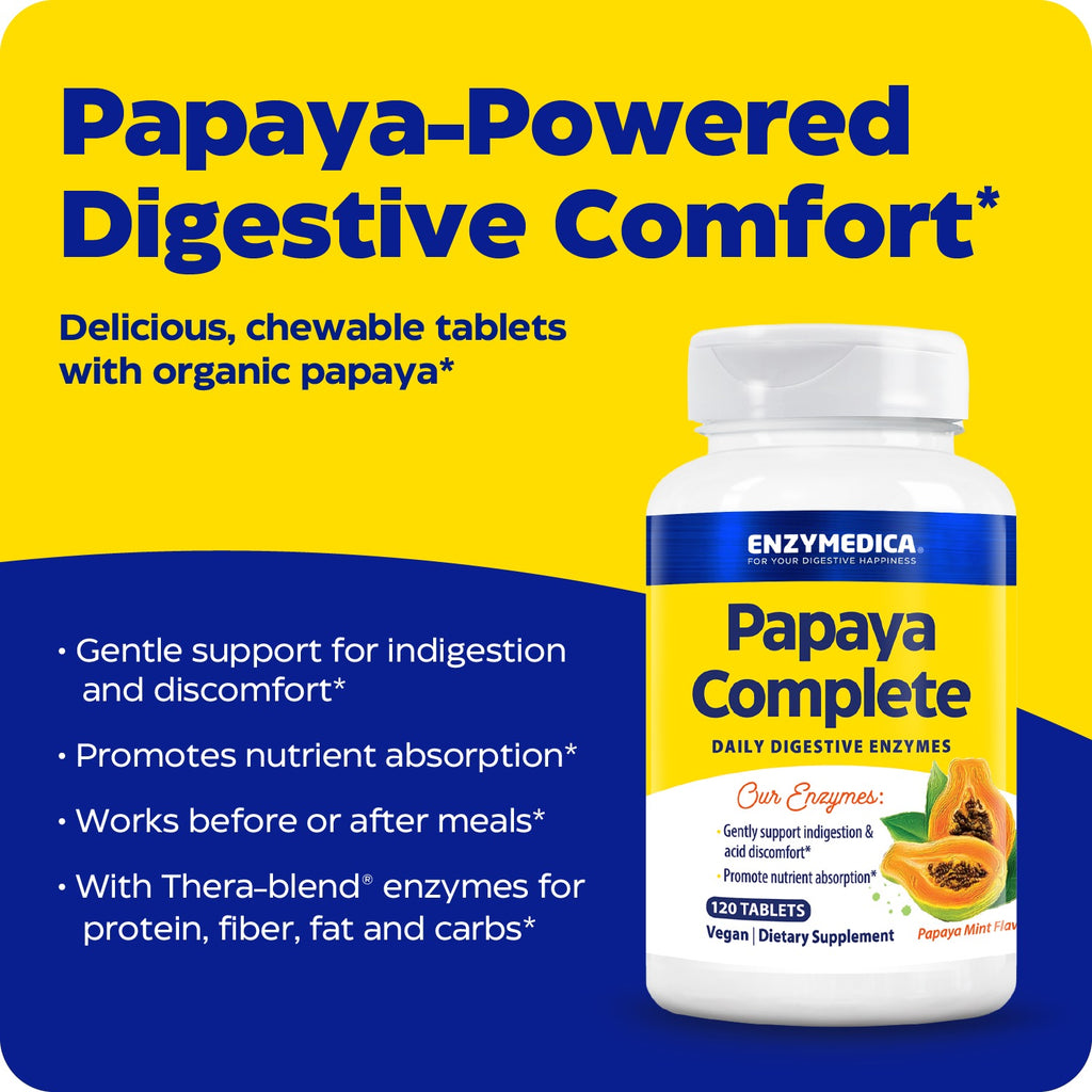 Enzymedica Papaya Complete 240 Tabletas Masticables Papaya y Menta