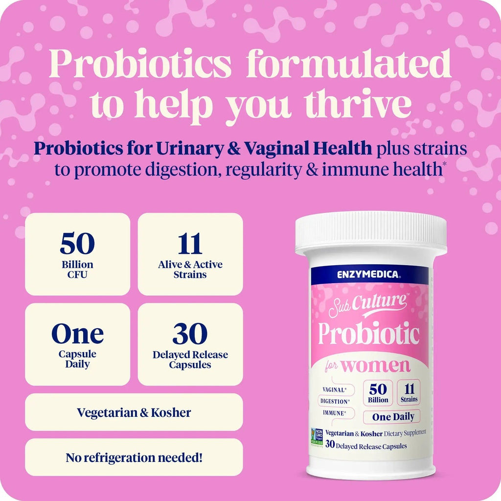 Enzymedica SubCulture Probiótico para Mujer 30 Cápsulas Vegetales