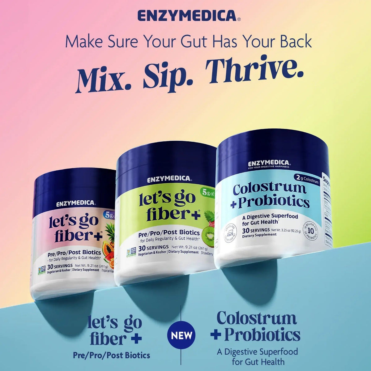 Enzymedica Let's Go Fiber+ Fibra en Polvo 30 Porciones Tropical
