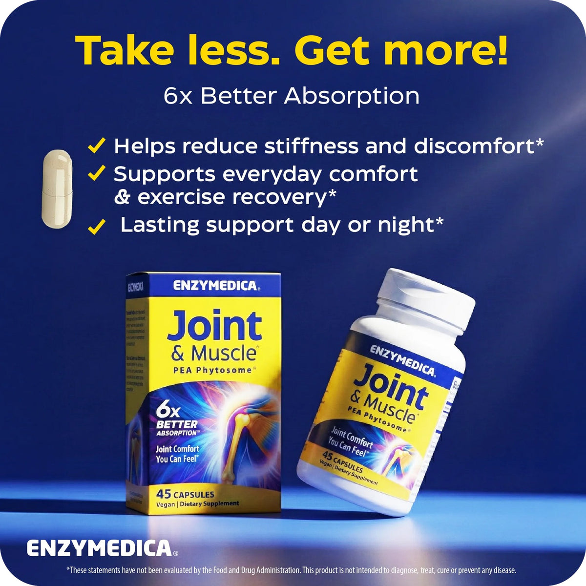 Enzymedica Joint & Muscle PEA Phytosome 300 mg 45 Cápsulas Vegetales