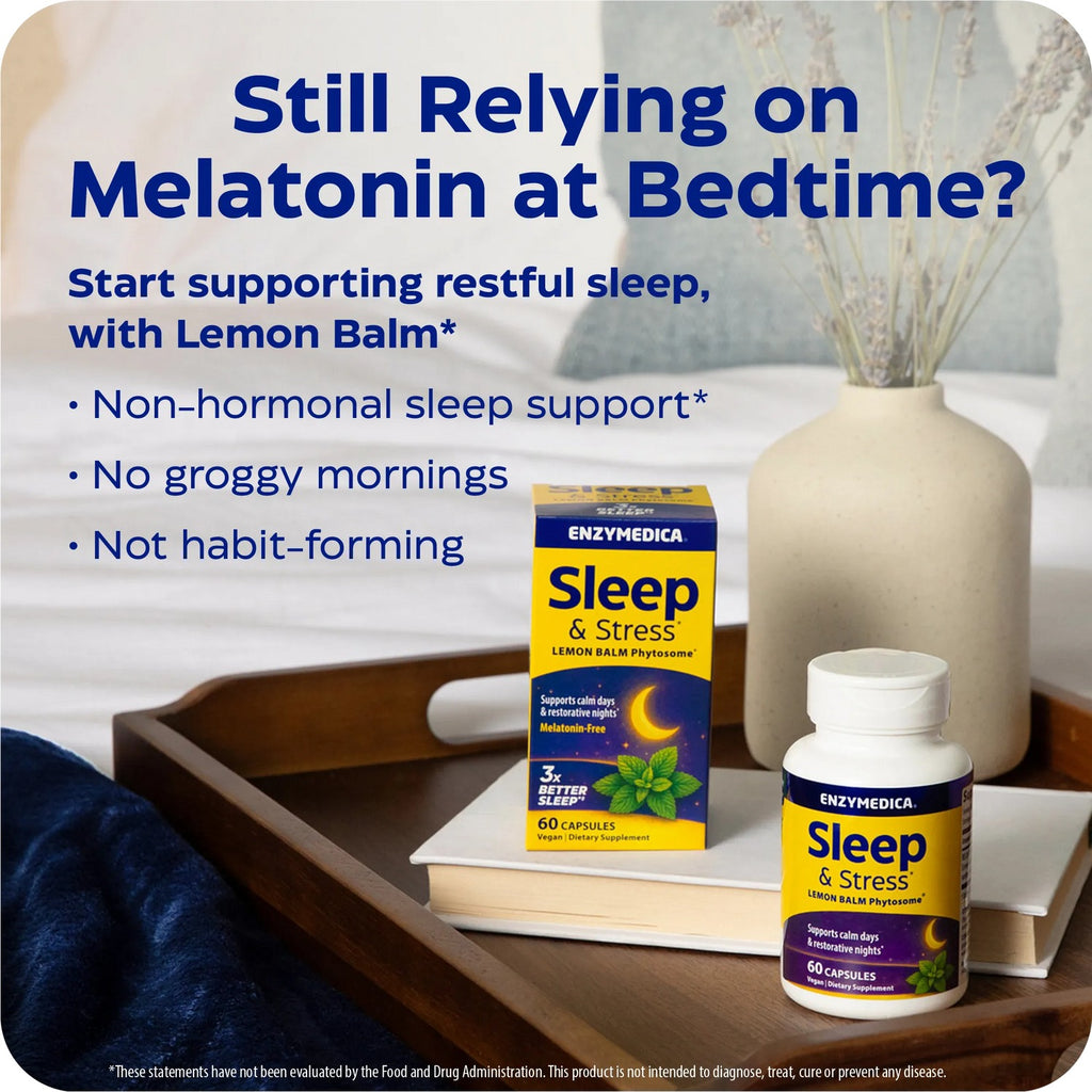 Enzymedica Sleep & Stress Lemon Balm Phytosome Toronjil 200 mg 60 Cápsulas Vegetales