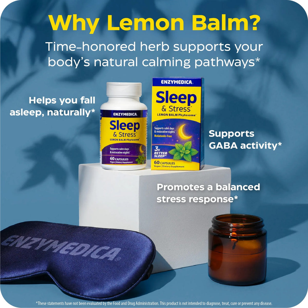 Enzymedica Sleep & Stress Lemon Balm Phytosome Toronjil 200 mg 60 Cápsulas Vegetales