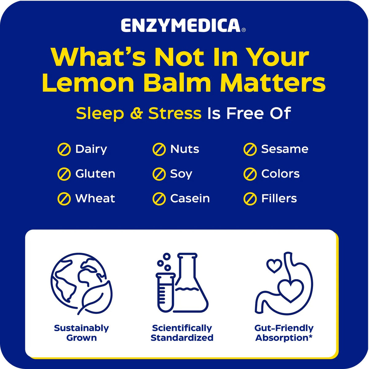 Enzymedica Sleep & Stress Lemon Balm Phytosome Toronjil 200 mg 60 Cápsulas Vegetales