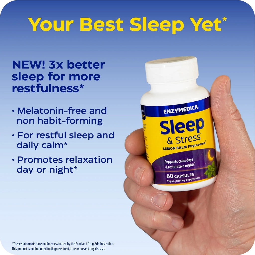 Enzymedica Sleep & Stress Lemon Balm Phytosome Toronjil 200 mg 60 Cápsulas Vegetales