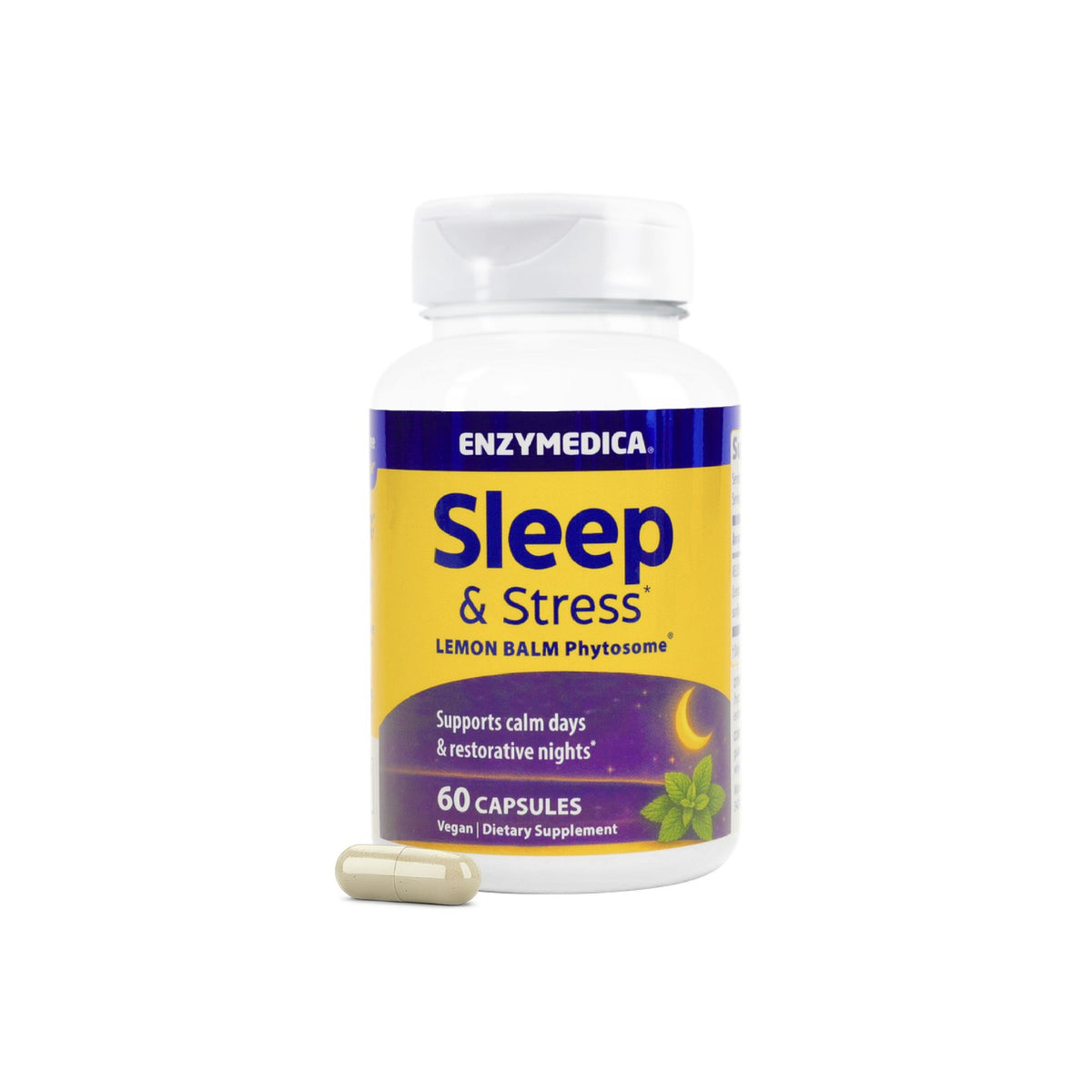 Enzymedica Sleep & Stress Lemon Balm Phytosome Toronjil 200 mg 60 Cápsulas Vegetales