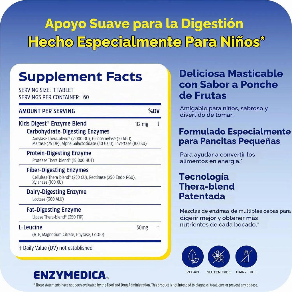 Enzymedica Digest Kids Masticable 60 Cápsulas