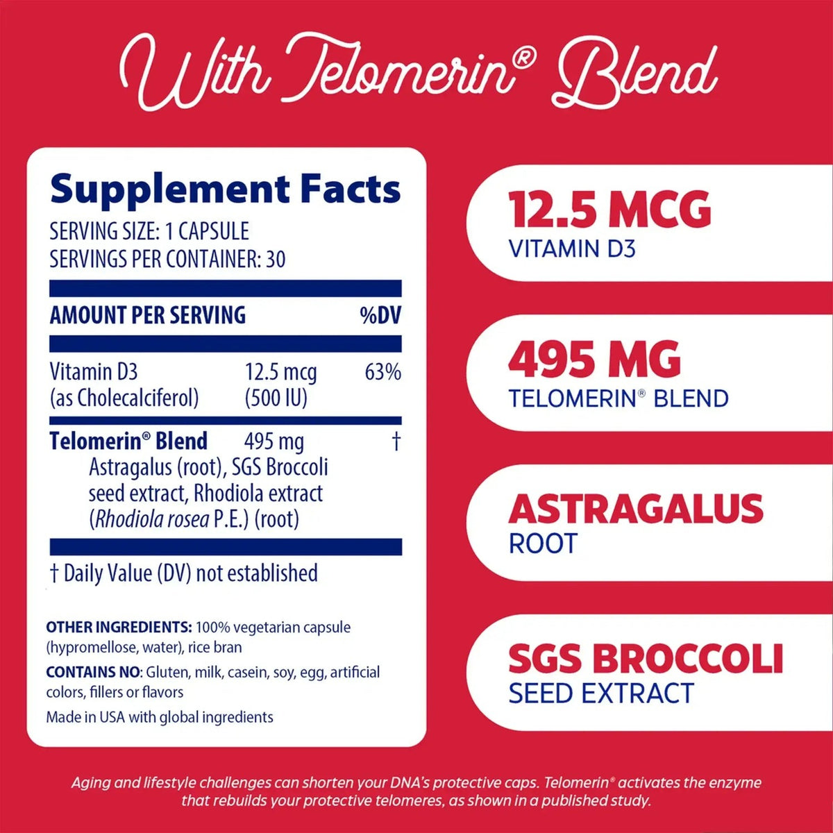Enzymedica Telomere Plus 30 Cápsulas Vegetales