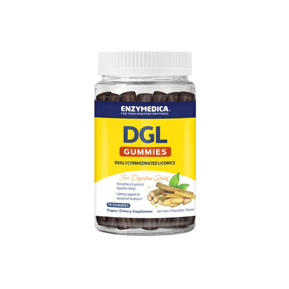Enzymedica DGL Gomitas de Regaliz Desglicirricinado 74 Gomitas Sabor Chocolate
